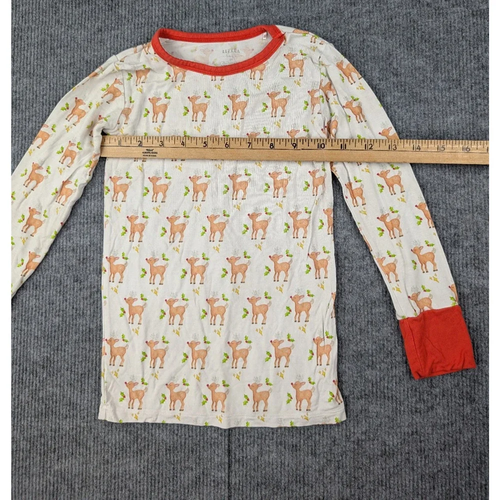 Lu Ella Bamboo Pajama Set Kid 5T Reindeer 220gsm Comfort Novelty Holiday Natural